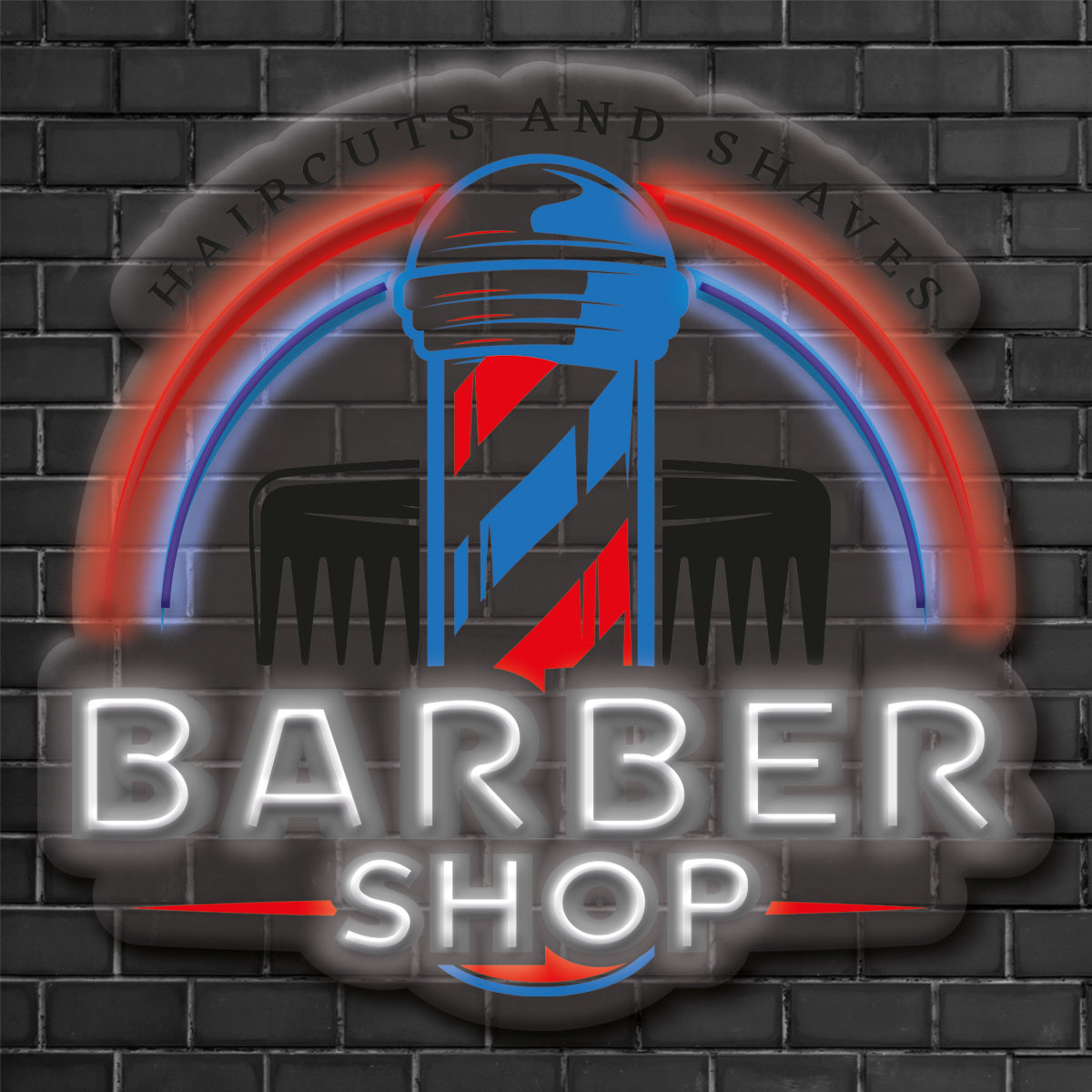 Barber Shop Light Sign – Classic Design with LED Light