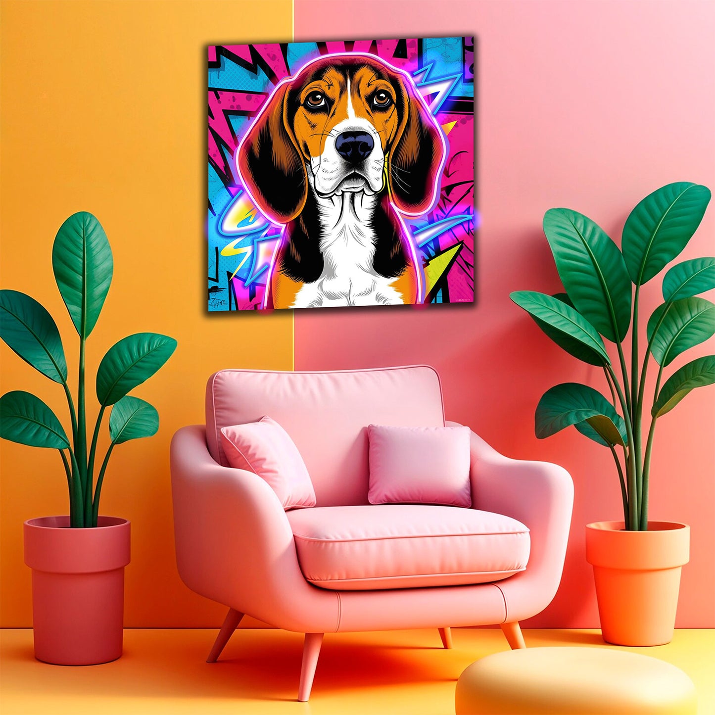 Beagle Neon: Urban Art with a Vibrant Style