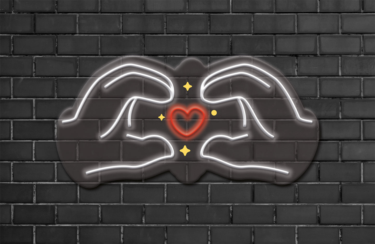 Neon Hands Forming a Heart