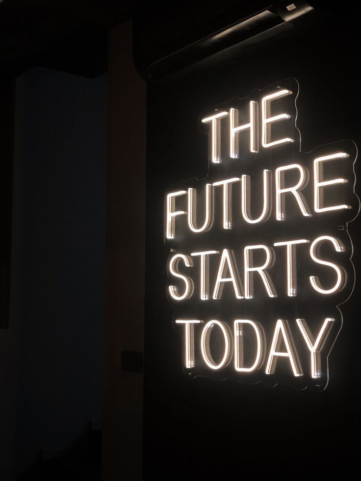 neon sign, future starts today, bar, restaurant, design,